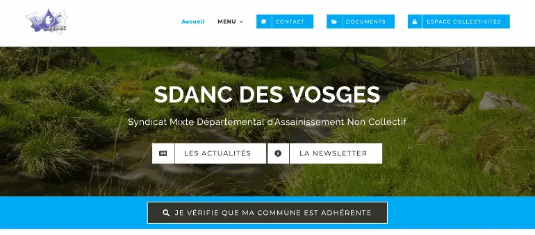 capture d'écran sur le Syndicat mixte départemental d'assainissement non collectif des Vosges.